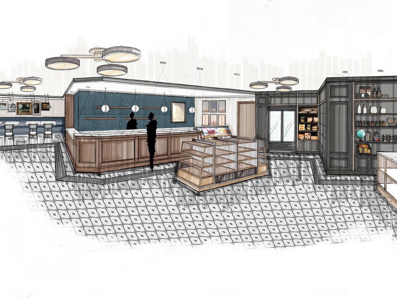 A rendering of the cafe