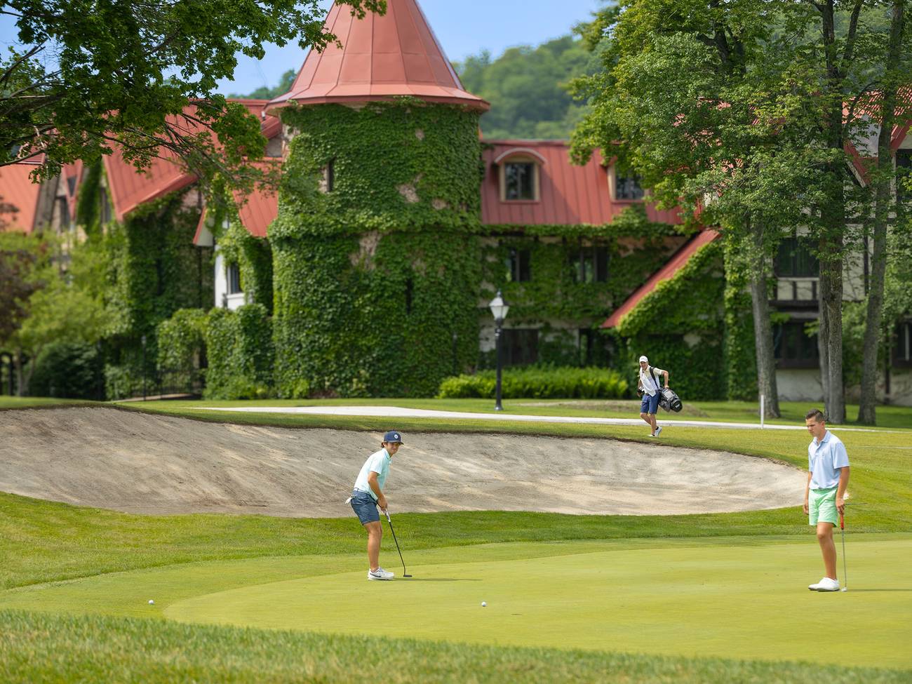 A group on the putting green