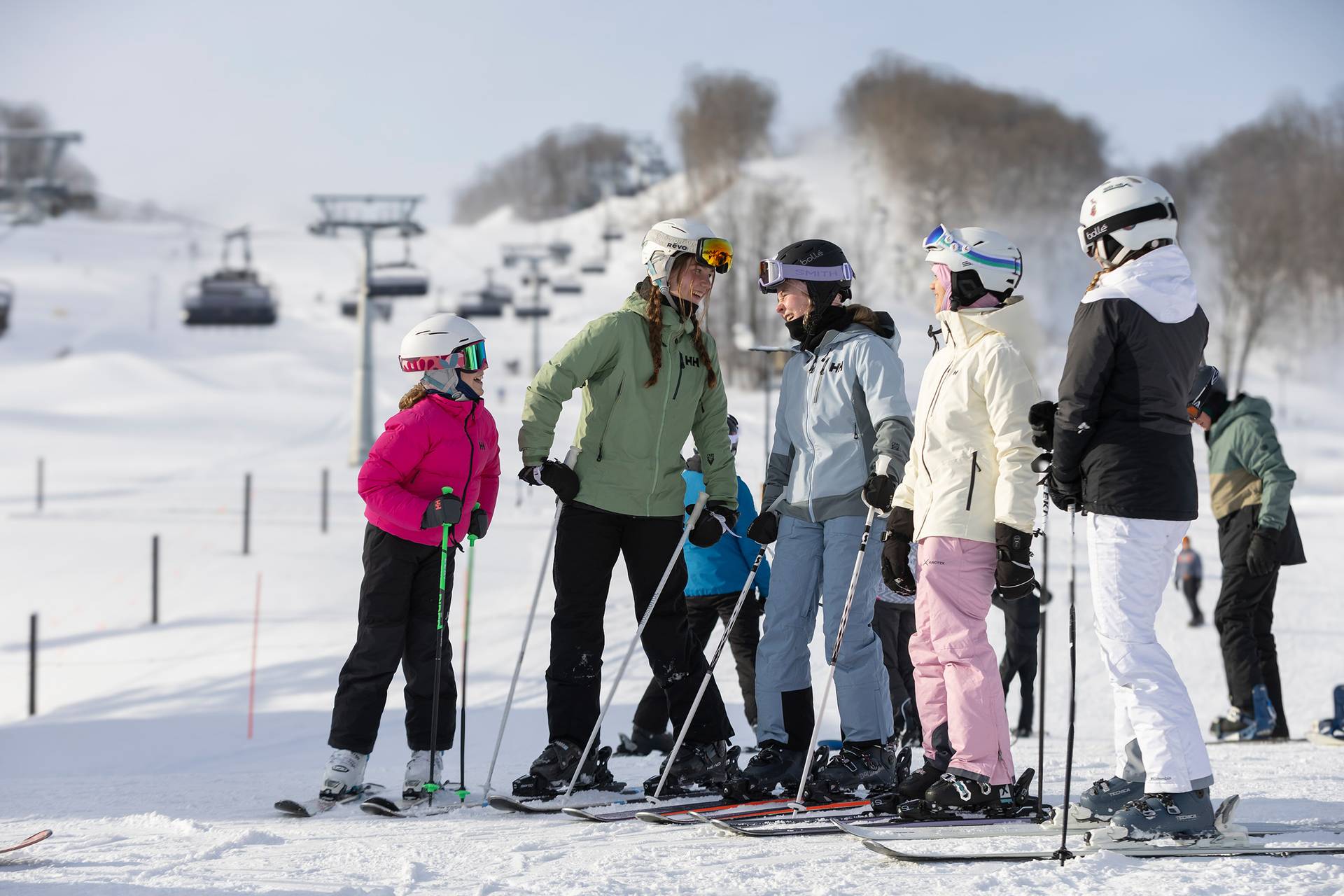 A group of skiers posing