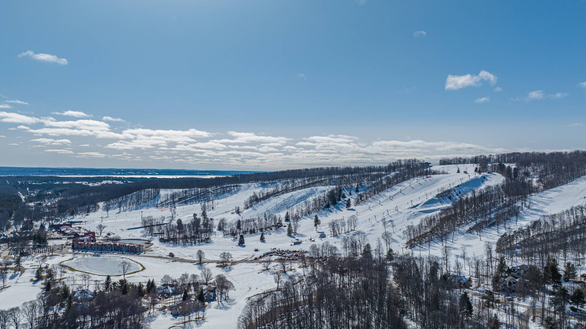 Drone shot of The Highlands ski slopes