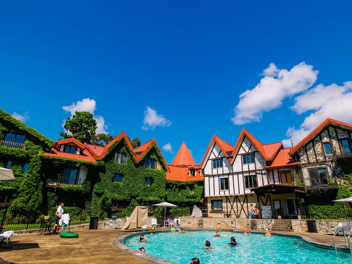 The Main Lodge pool in summer