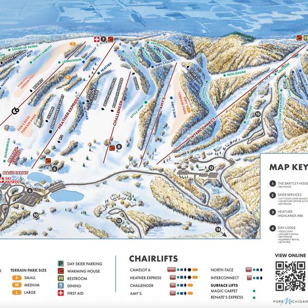Winter trail map at The Highlands